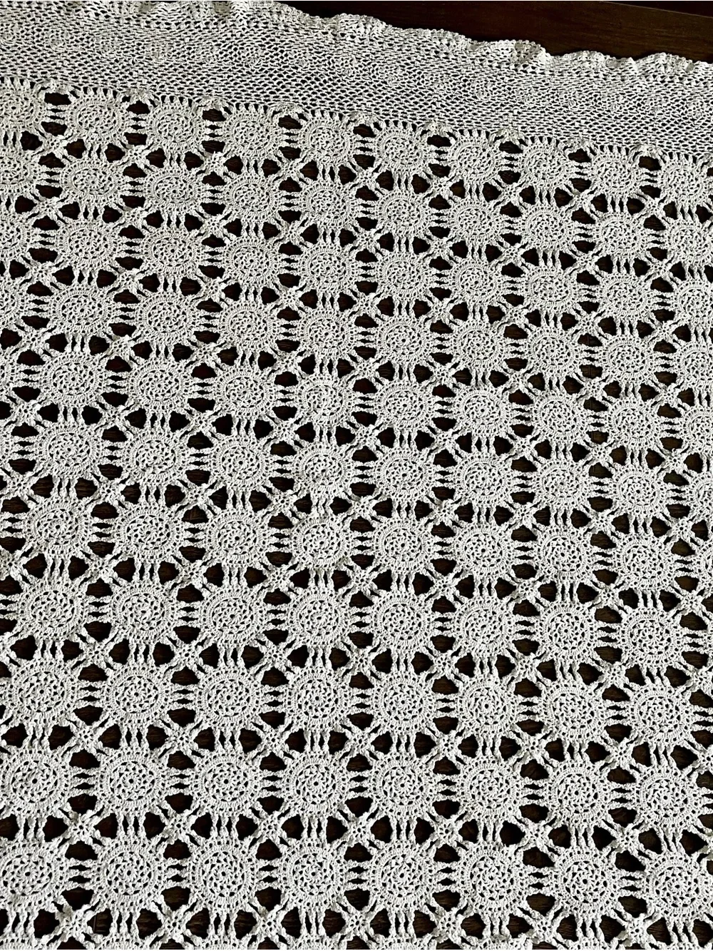 Handmade White Crochet Throw Blanket 50/86 Inches